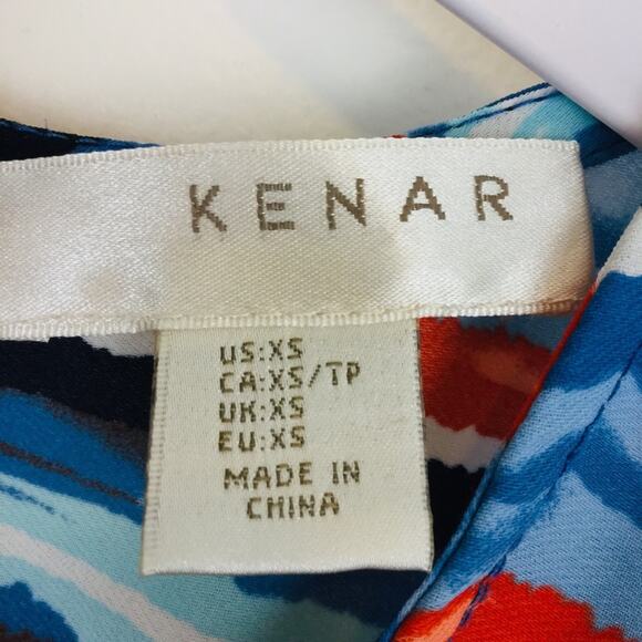 🚨SALE🚨Kenar High Low Striped Blue Orange Red Blouse 3/$10 4/$12 5/$15 - Picture 5 of 8